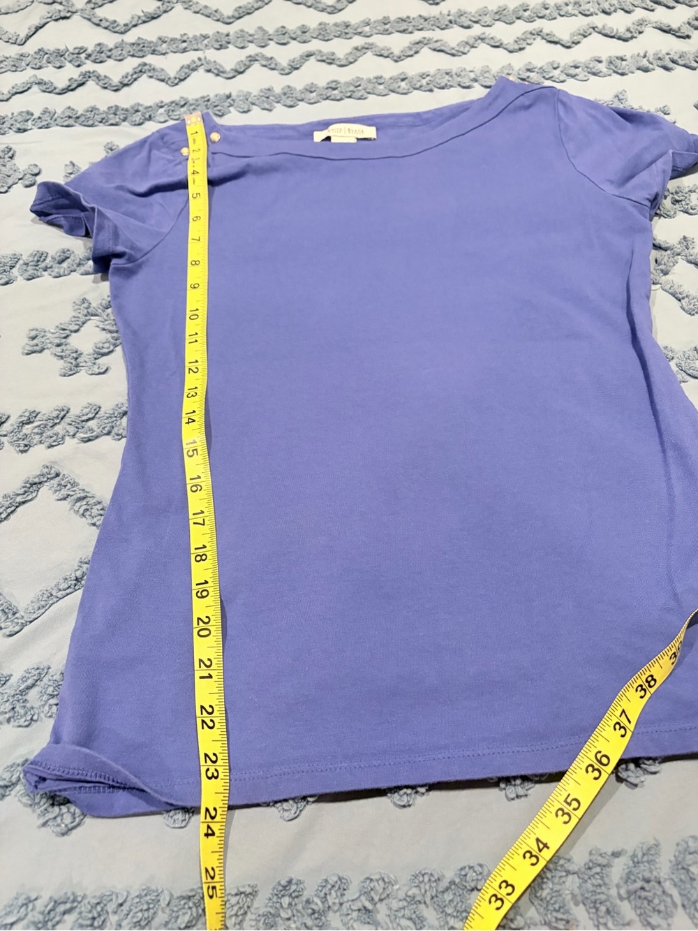 White House Black Market Royal Blue Short Sleeve Top with Shoulder Studs - Picture 8 of 8
